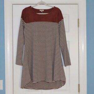 Umgee dress faux suede elbow patches striped western cowgirl NWT Size Large